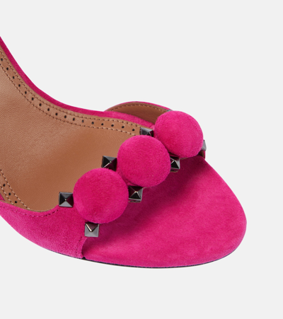 Alaïa La Bombe Suede Sandals In Pink