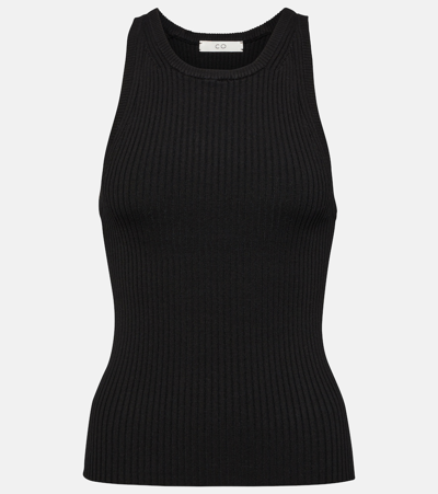 Shop Co Ribbed-knit Jersey Tank Top In Black