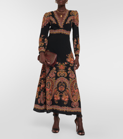 Shop Etro Paisley Midi Dress In Black