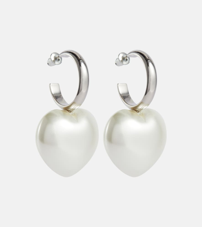 Shop Simone Rocha Faux Pearl Hoop Earrings In White