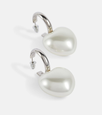 Shop Simone Rocha Faux Pearl Hoop Earrings In White