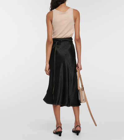 Shop Acne Studios Satin Wrap Skirt In Black