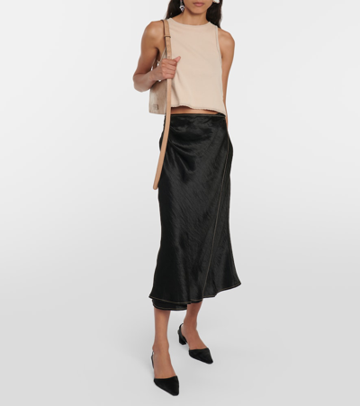 Shop Acne Studios Satin Wrap Skirt In Black