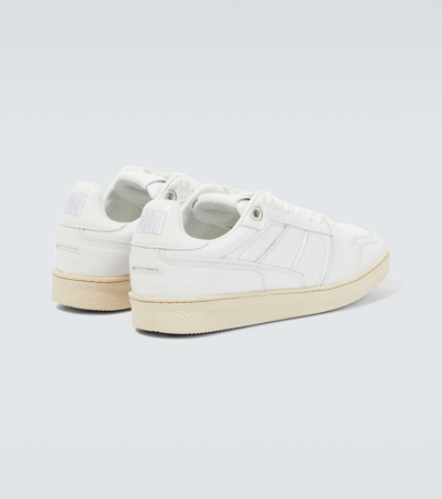 Shop Ami Alexandre Mattiussi Leather Sneakers In White