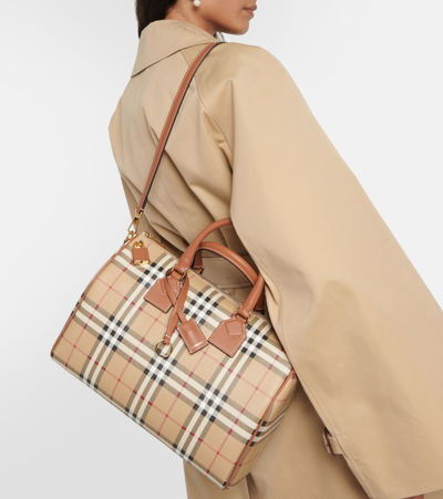 Burberry Check Medium Canvas Tote Bag In Multicoloured