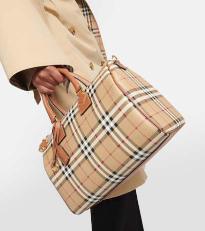 Burberry Check Medium Canvas Tote Bag In Multicoloured