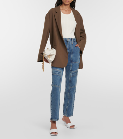 Agolde Cooper Straight Denim Cargo Jeans In Blue