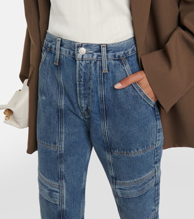Agolde Cooper Straight Denim Cargo Jeans In Blue