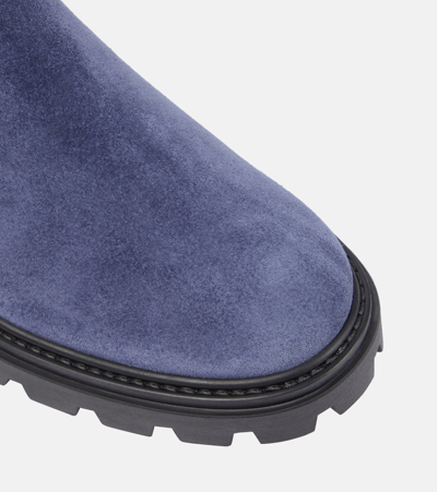 Tod's Gomma Pesante Suede Boots In Blue