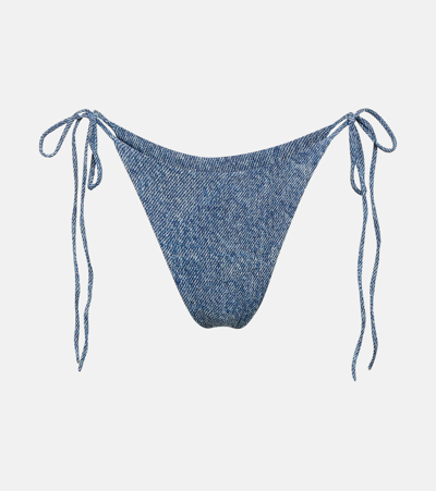 Shop Magda Butrym Denim-printed Bikini Bottoms In Blue