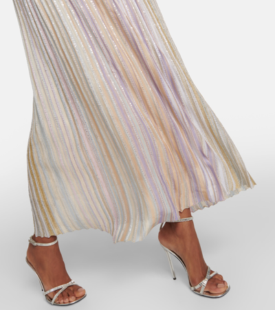 Shop Missoni Striped Empire Maxi Dress In Multicoloured