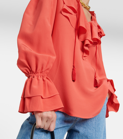 Shop Etro Silk Blouse In Red