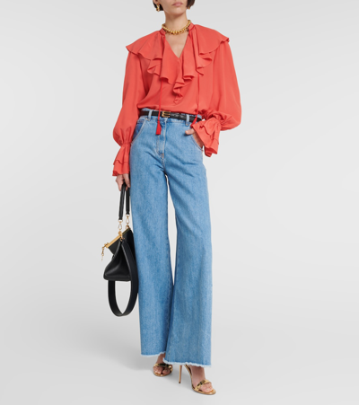 Shop Etro Silk Blouse In Red