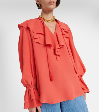 Shop Etro Silk Blouse In Red