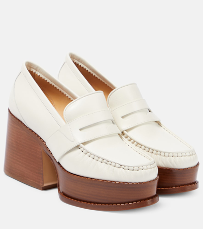 Shop Gabriela Hearst Augusta Leather Platform Loafers In White