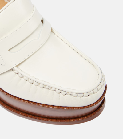Shop Gabriela Hearst Augusta Leather Platform Loafers In White