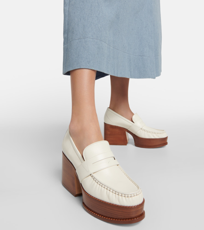 Shop Gabriela Hearst Augusta Leather Platform Loafers In White