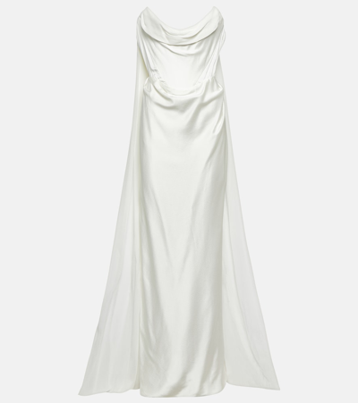 Vivienne Westwood Bridal Galaxy Cape Crêpe Satin Gown In White