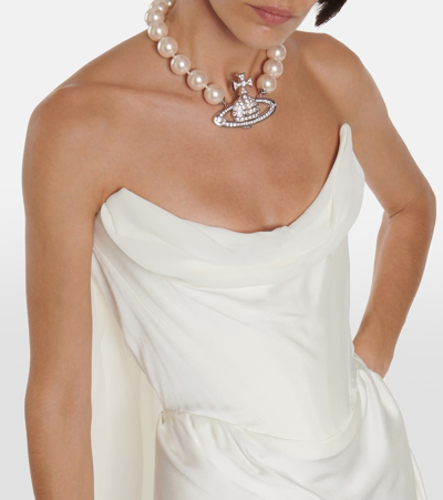 Vivienne Westwood Bridal Galaxy Cape Crêpe Satin Gown In White