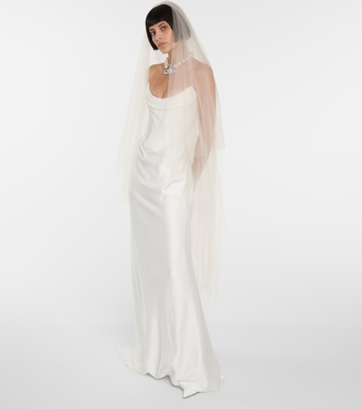 Vivienne Westwood Bridal Galaxy Cape Crêpe Satin Gown In White