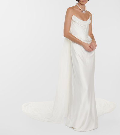 Vivienne Westwood Bridal Galaxy Cape Crêpe Satin Gown In White
