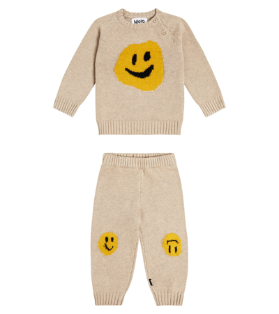 Shop Molo Baby Sweater And Pants Set In Beige