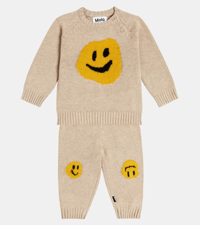 Shop Molo Baby Sweater And Pants Set In Beige
