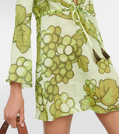 Shop Etro Printed Ramie Tunic In Green