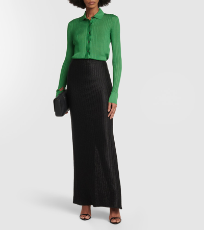 Shop Tom Ford Metallic Ribbed-knit Shirt In Green