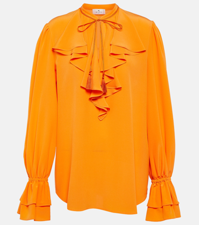 Shop Etro Silk Blouse In Orange