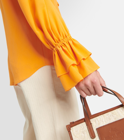 Shop Etro Silk Blouse In Orange