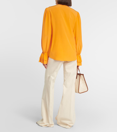 Shop Etro Silk Blouse In Orange