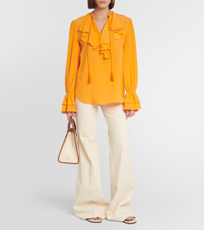 Shop Etro Silk Blouse In Orange