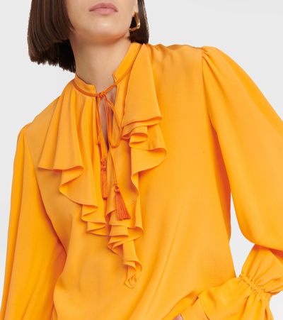 Shop Etro Silk Blouse In Orange