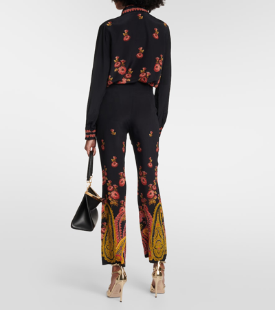 Etro Paisley High-rise Silk Pants In Black