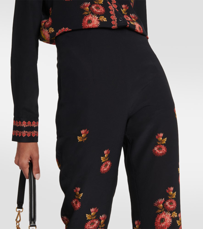 Etro Paisley High-rise Silk Pants In Black