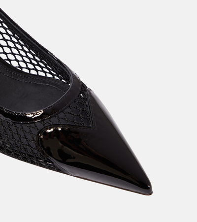 Alaïa Le Coeur 55 Mesh And Patent-leather Slingback Pumps In Black