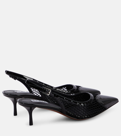 Alaïa Le Coeur 55 Mesh And Patent-leather Slingback Pumps In Black