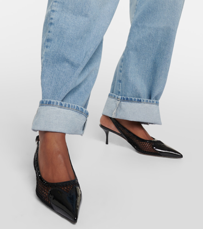 Alaïa Le Coeur 55 Mesh And Patent-leather Slingback Pumps In Black