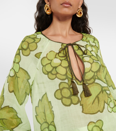 Shop Etro Printed Ramie Tunic In Green