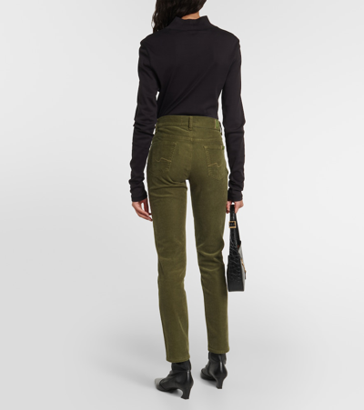 7 For All Mankind Roxanne Mid-rise Corduroy Slim Jeans In Green