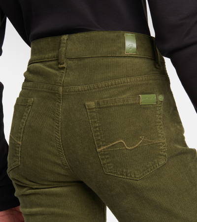 7 For All Mankind Roxanne Mid-rise Corduroy Slim Jeans In Green