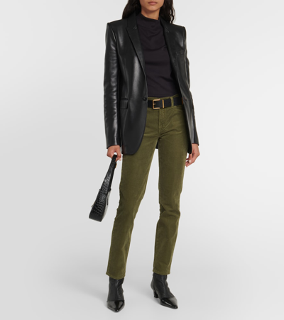 7 For All Mankind Roxanne Mid-rise Corduroy Slim Jeans In Green