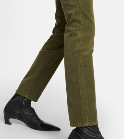 7 For All Mankind Roxanne Mid-rise Corduroy Slim Jeans In Green