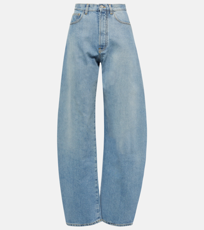 Alaïa High-rise Barrel-leg Jeans In Blue