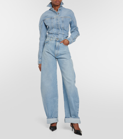 Alaïa High-rise Barrel-leg Jeans In Blue