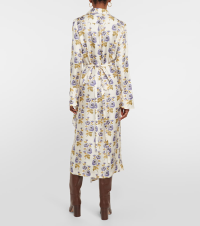 Shop Etro Floral Silk-blend Twill Midi Wrap Dress In Multicoloured