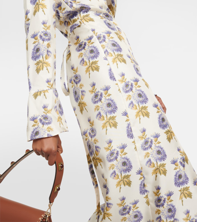 Shop Etro Floral Silk-blend Twill Midi Wrap Dress In Multicoloured