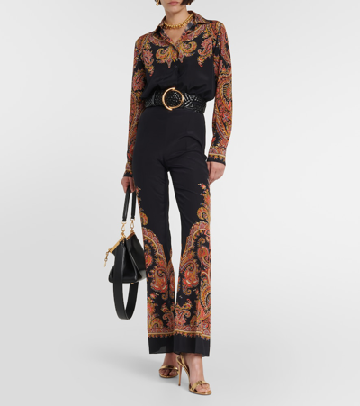 Shop Etro Floral Silk Blouse In Black