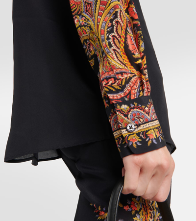 Shop Etro Floral Silk Blouse In Black